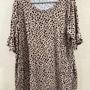 Stylish Tan and Black Polka Dot Women's Top